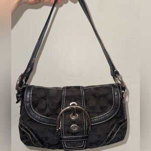 Coach 10296 Small Soho Black Signature C Canvas Shoulder Bag Y2K Vintage Authen
